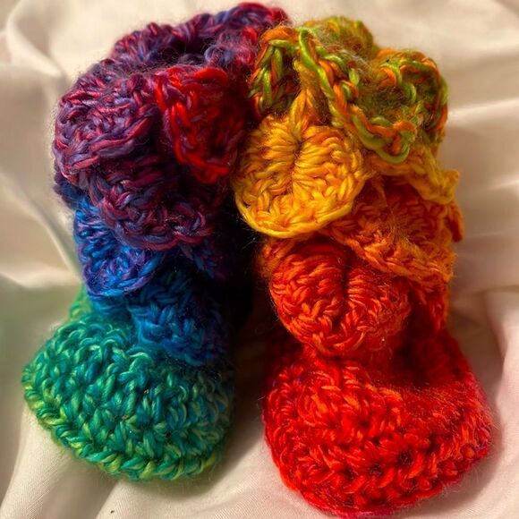 Mermaid dragon scale baby booties size 1 NEW shoes photos shoot boots handmade - Picture 2 of 12